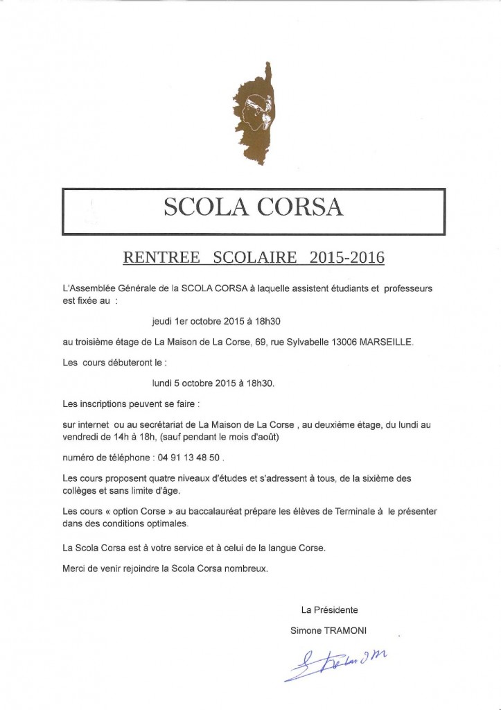 Scola corsa rentrée 2015/16